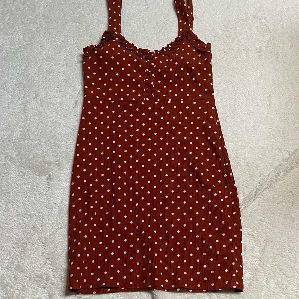 Urban Outfitters Rust Polka Dot Mini Dress